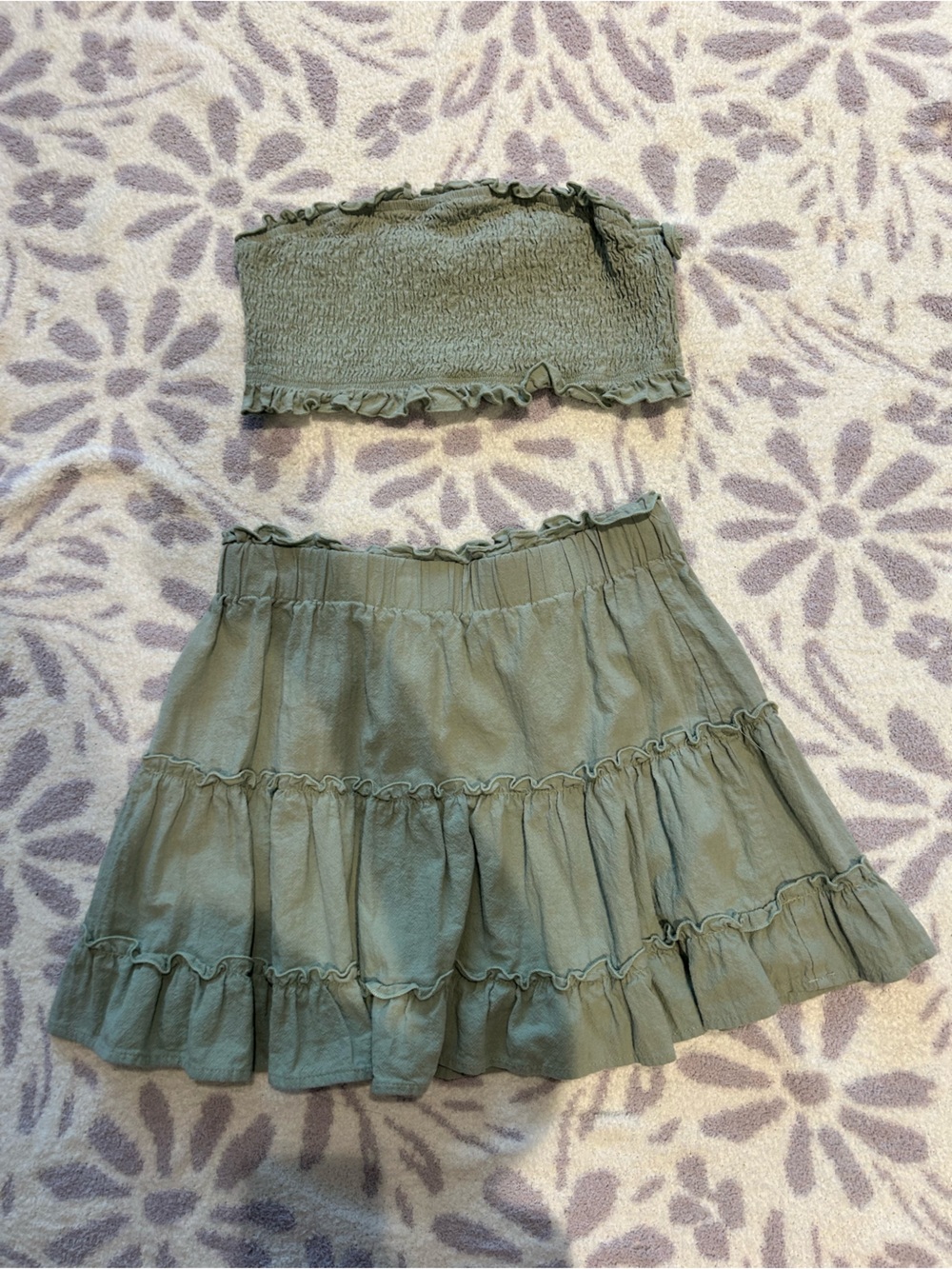 Green Ruffle Skirt Set